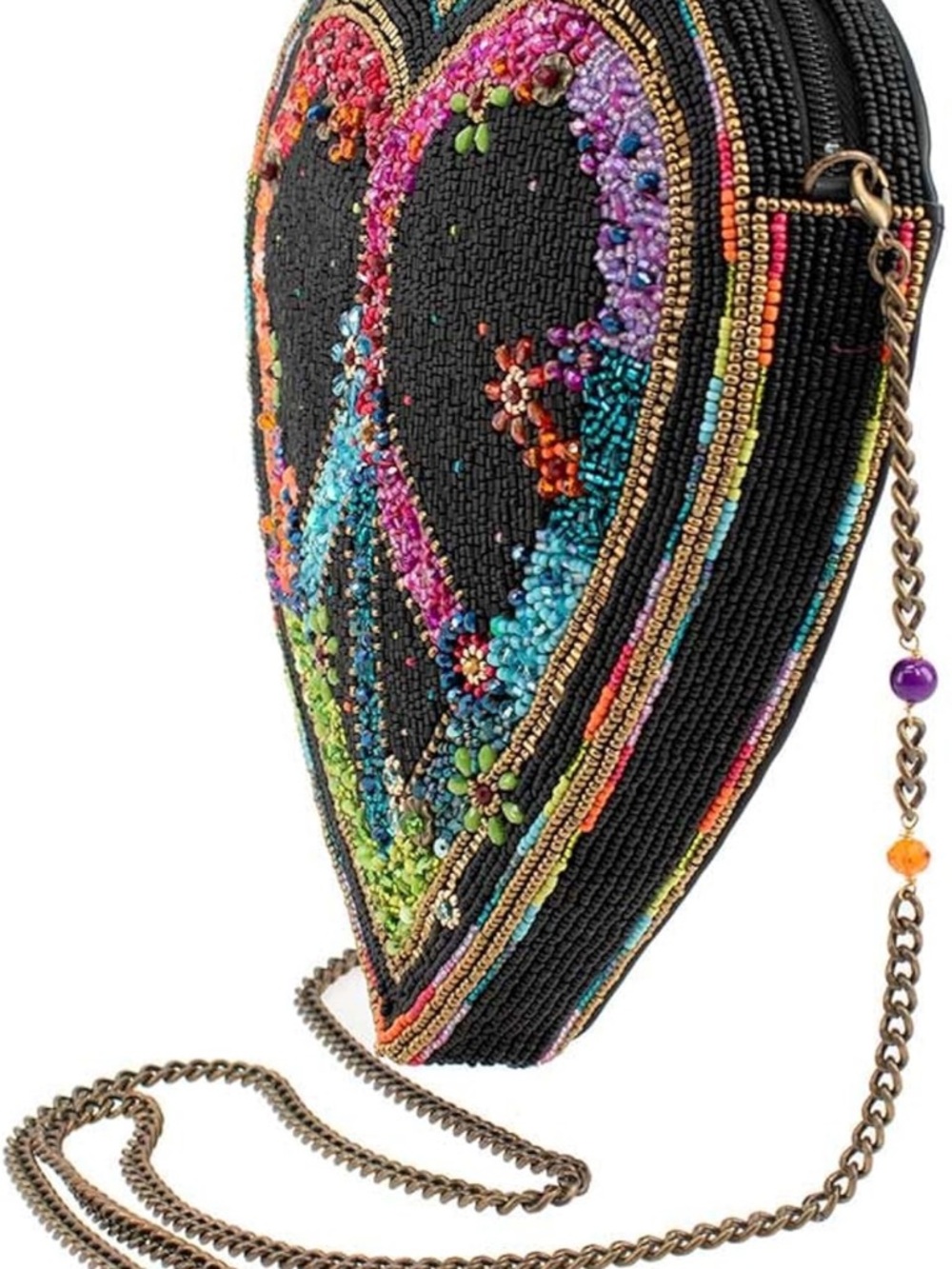 Mary Frances Black Multicolor Beaded Heart Peace Crossbody - Picture 2 of 6
